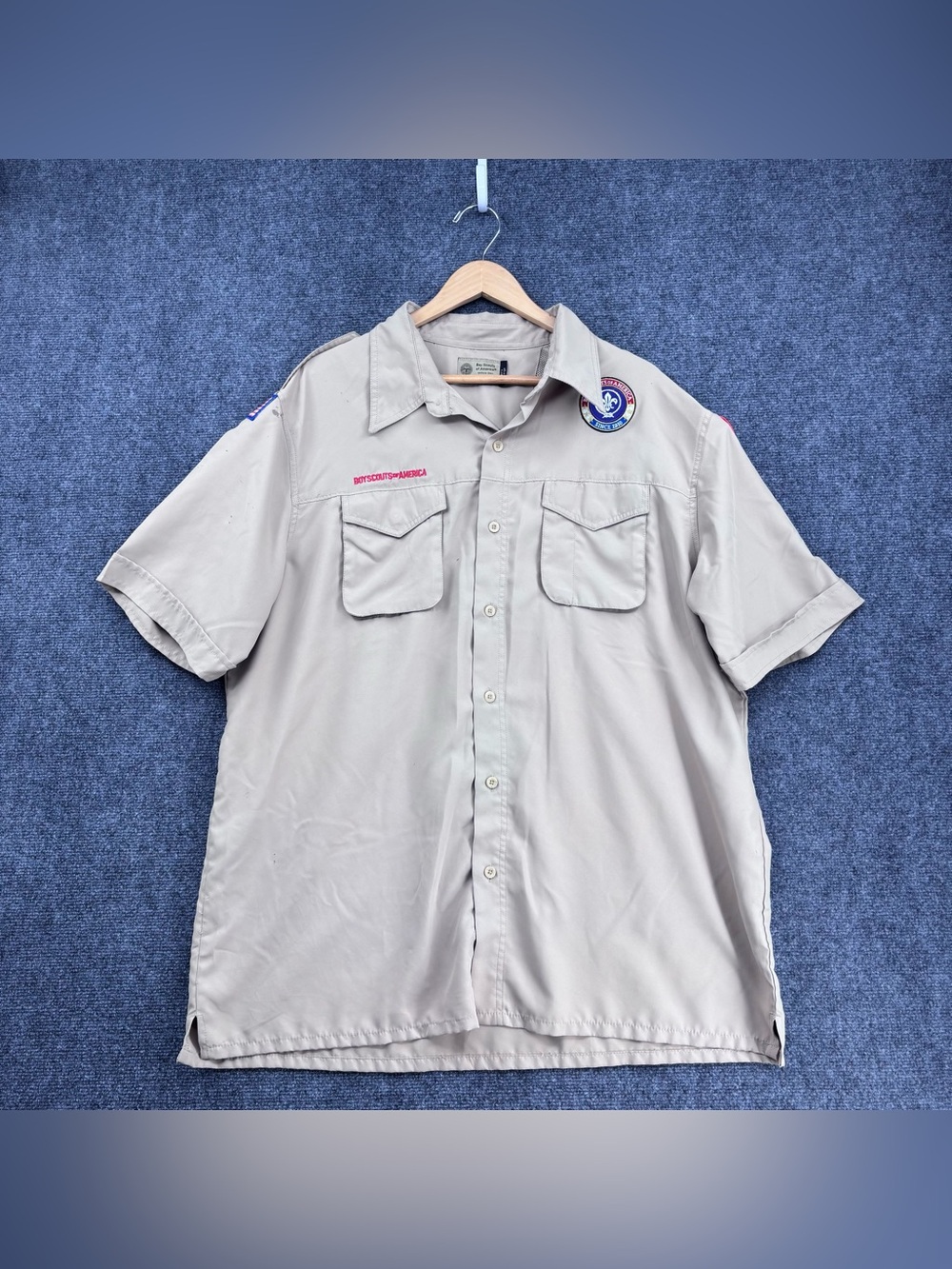 Boy Scouts Of America Tan Short Sleeve Vented Uniform Shirt Men’s XL